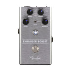 Fender Engager Boost guitar effects pedal with control knobs and input/output jacks, designed for electric guitar sound enhancement.