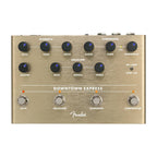 Fender Downtown Express Bass Multi Effect Pedal showing various control knobs and input/output jacks on a black pedal.