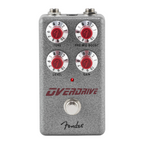 Fender Hammertone Overdrive guitar effect pedal with metal casing and control knobs, designed for electric guitar sound enhancement.