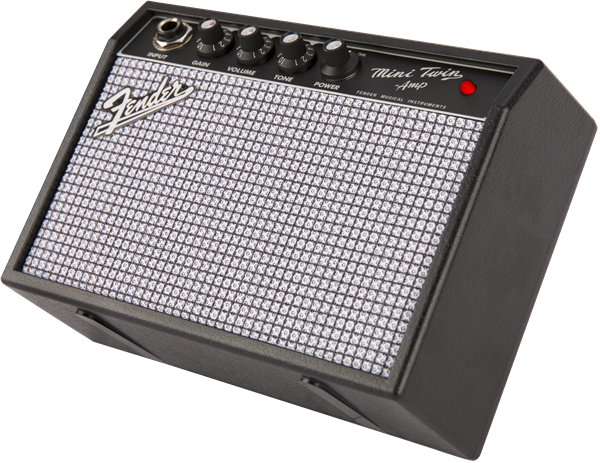 Fender Mini 65 Twin Amp Combo Guitar Amplifier with vintage design and control knobs, compact and portable for practice and gigs.
