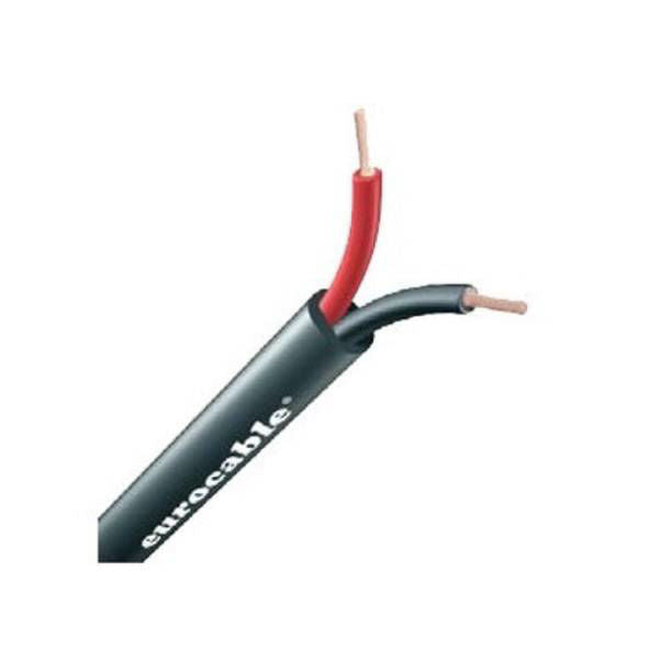 Eurocable 02N25 2.5mm speaker cable, 1 meter length, with connectors visible for PA audio setup and speaker connections