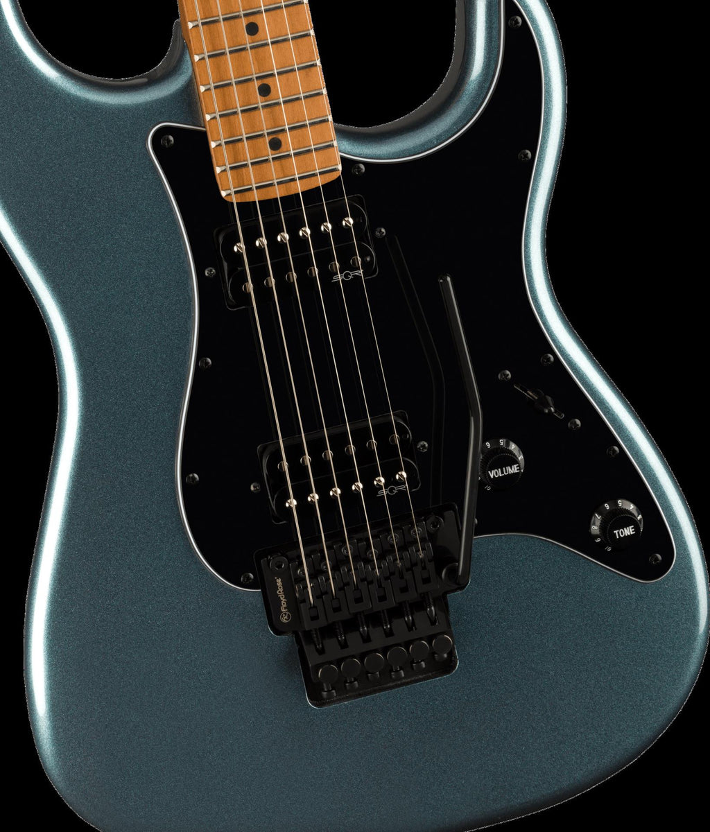 Squier Contemporary Stratocaster HH FR Electric Guitar with Roasted Maple Fingerboard in Gunmetal Metallic