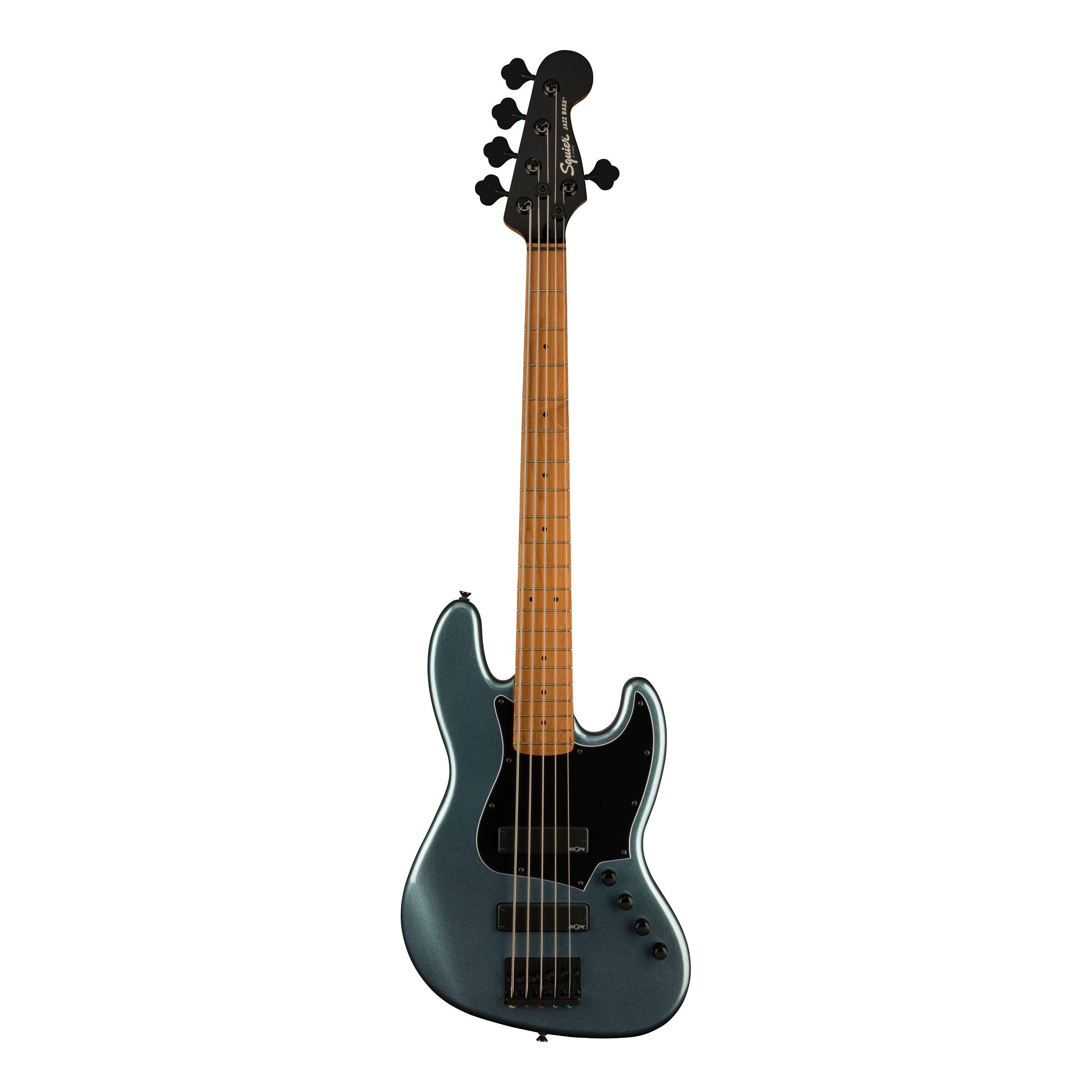 Squier Contemporary Active Jazz 5 String Bass Guitar HH V Roasted Maple FB Gunmetal Metallic