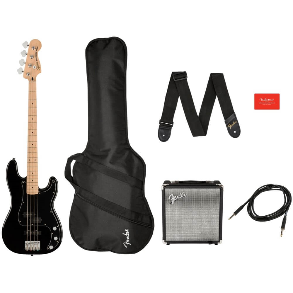 Squier Affinity Precision PJ Bass Pack with Fender Rumble 15 Amplifier and Accessories - Black