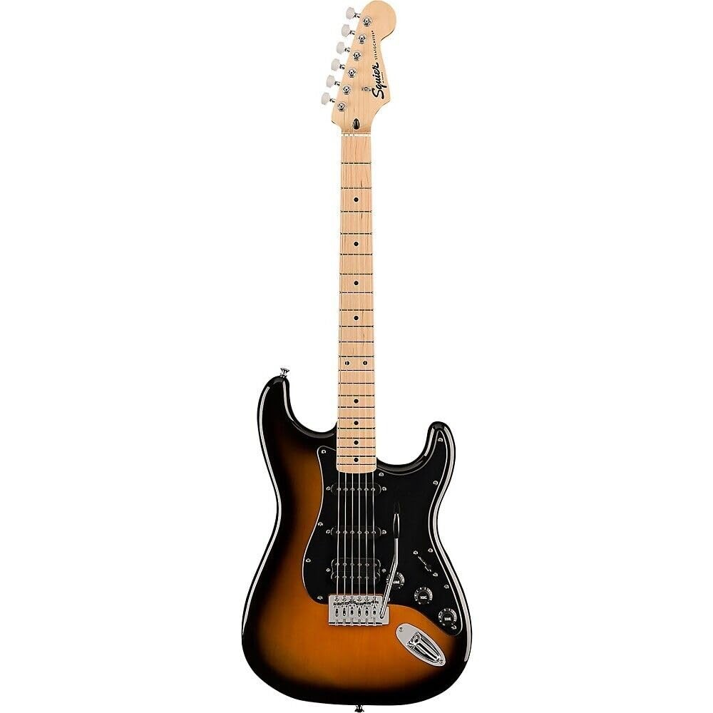 Squier Sonic Stratocaster HSS 2-Color Sunburst, black pickguard — full front view