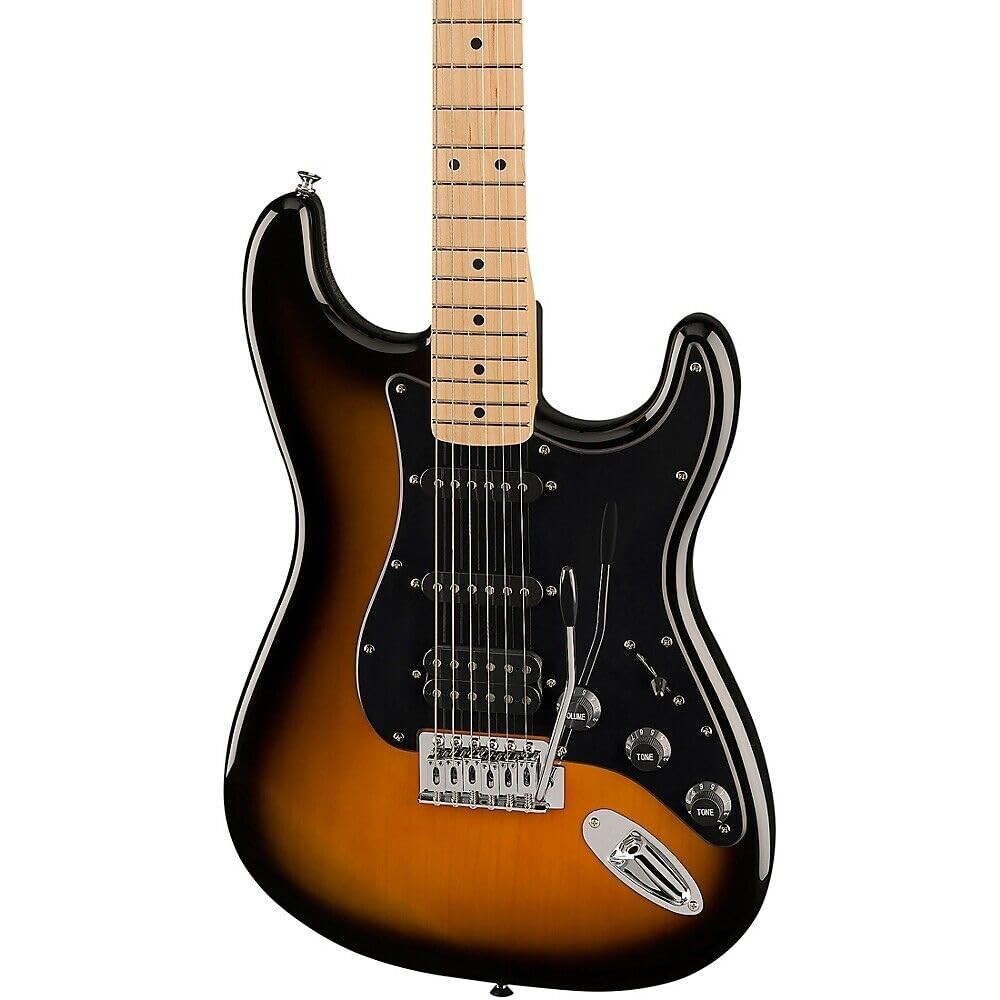 Squier Sonic Stratocaster HSS 2-Color Sunburst, black pickguard — body front view