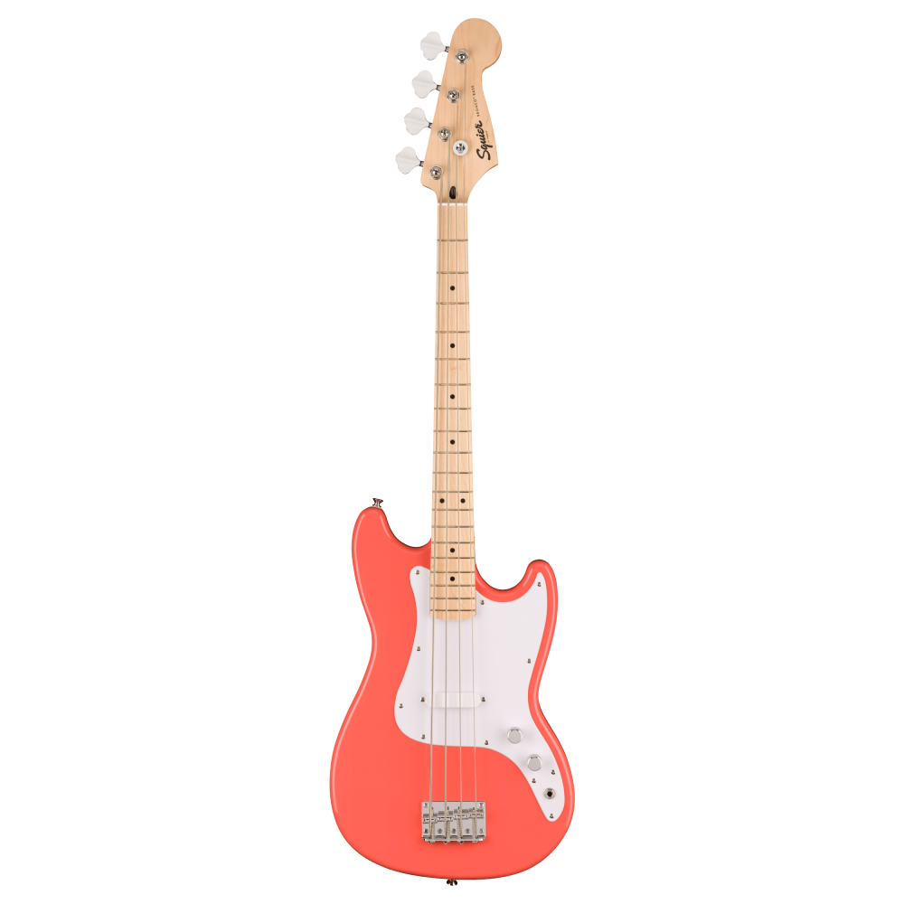 Squier Sonic Bronco Bass Map FB White Pickguard Tahitian Coral