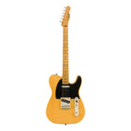 Squier Classic Vibe '50s Telecaster electric guitar with maple fretboard in butterscotch blonde finish, showing the body and neck.