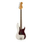 Squier Classic Vibe 60s Precision Bass guitar with Olympic White finish and laurel fretboard, showing the full instrument.