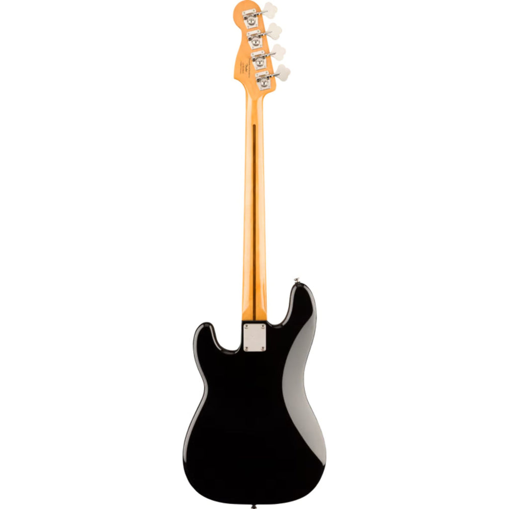 Black Squier Classic Vibe 70s Precision Bass Guitar with maple neck and vintage-style pickups.