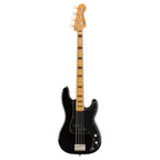 Black Squier Classic Vibe 70s Precision Bass Guitar with maple neck and vintage-style pickups, showcasing a classic electric bass guitar.