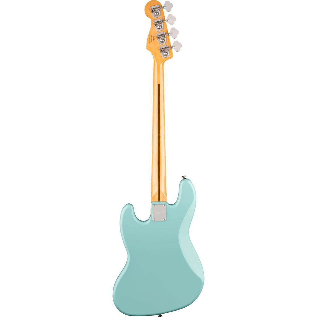 Squier Classic Vibe 60s Jazz Bass in Daphne Blue with LRL pickup configuration, showcasing the vintage-style electric bass guitar.