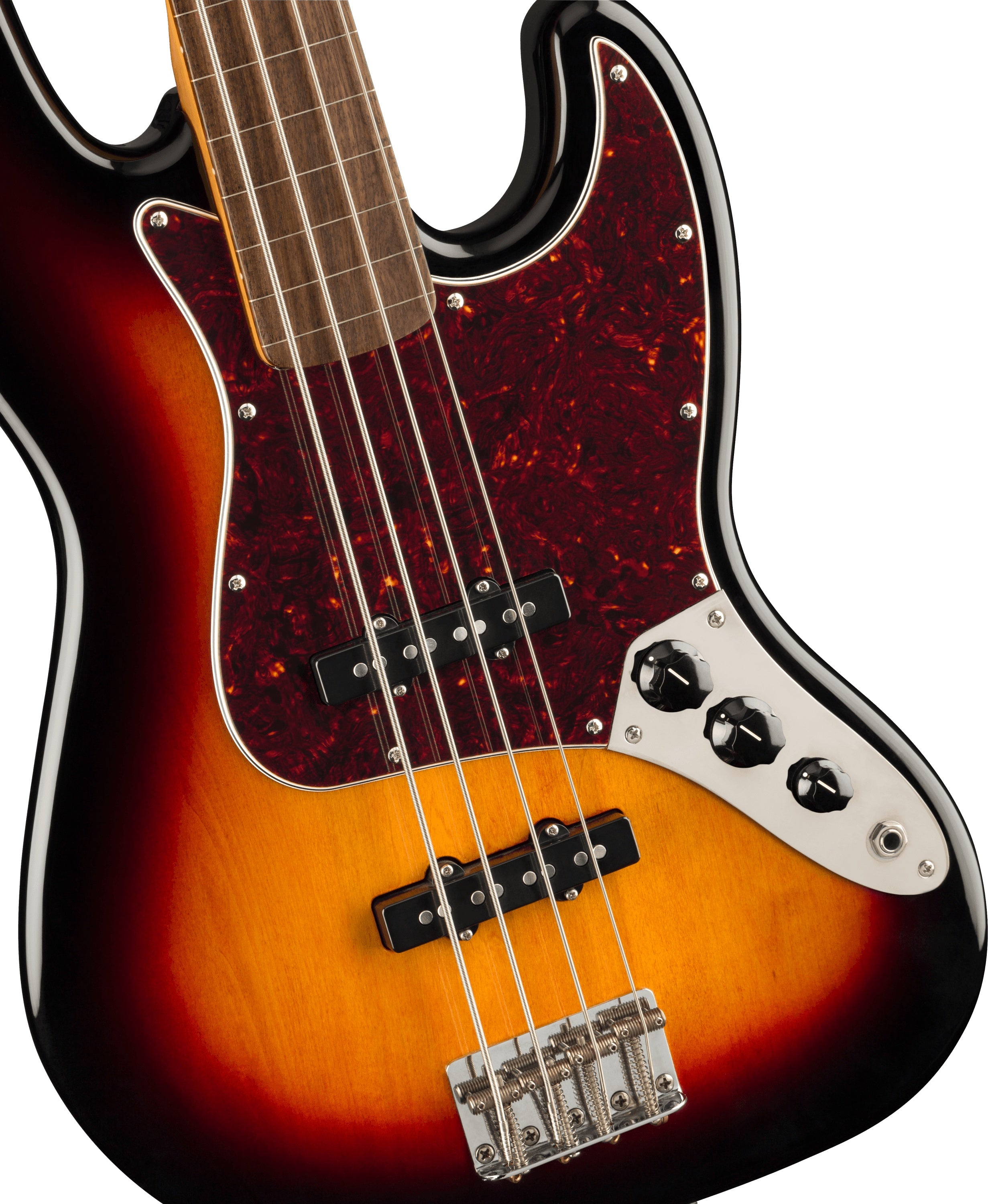 Squier Classic Vibe 60s Fretless Jazz Bass Guitar - Laurel Fretboard - 3-Colour Sunburst