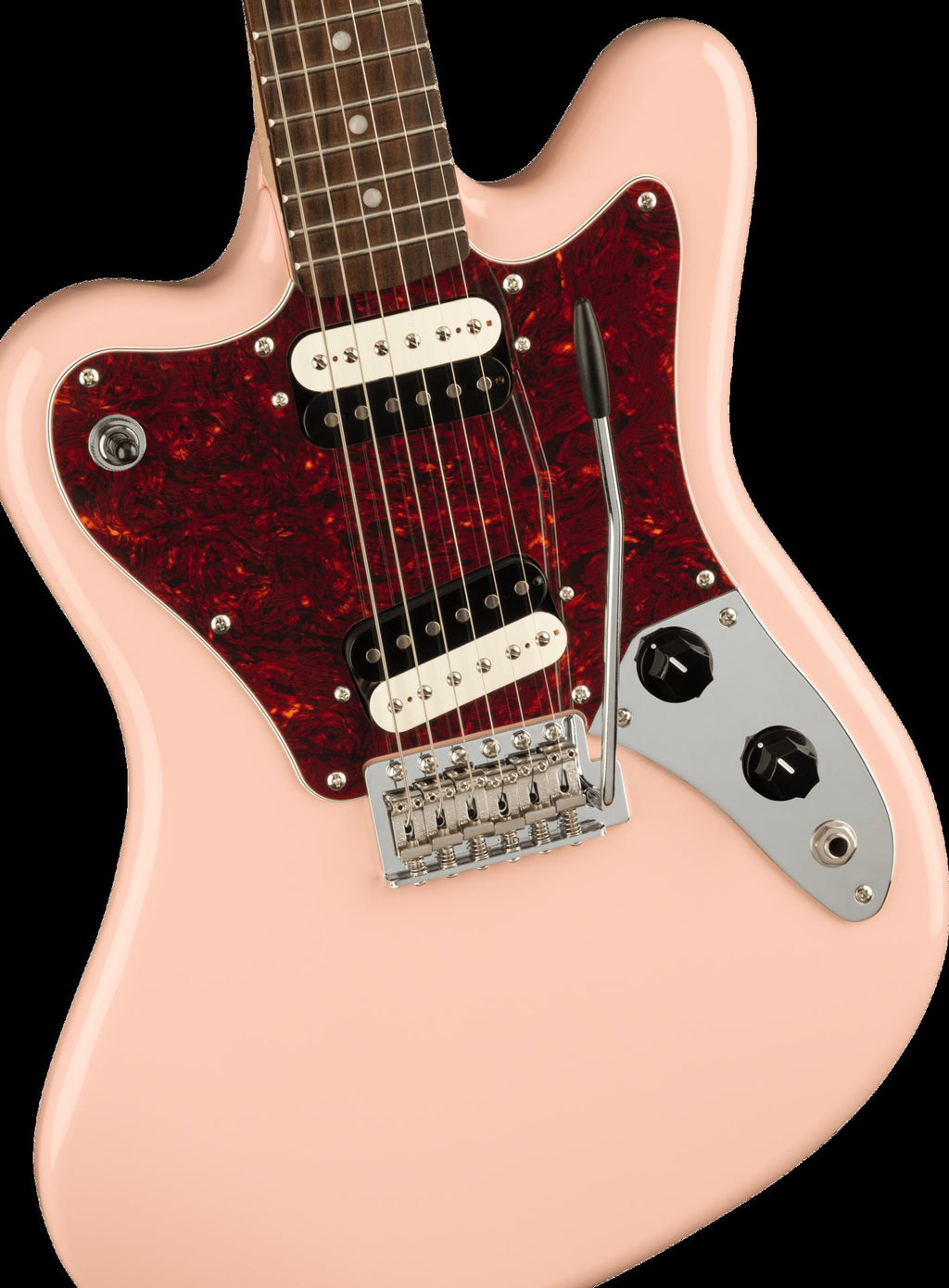 Squier Paranormal Super-Sonic Electric Guitar - Laurel Fingerboard - Tortoiseshell Pickguard - Shell Pink