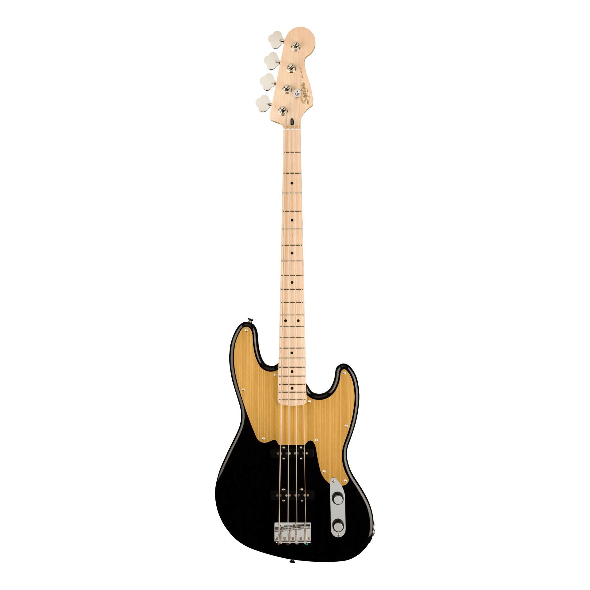Squier Paranormal Jazz Bass ''54 Bass Guitar - Maple Fingerboard - Gold Anodized Pickguard - Black