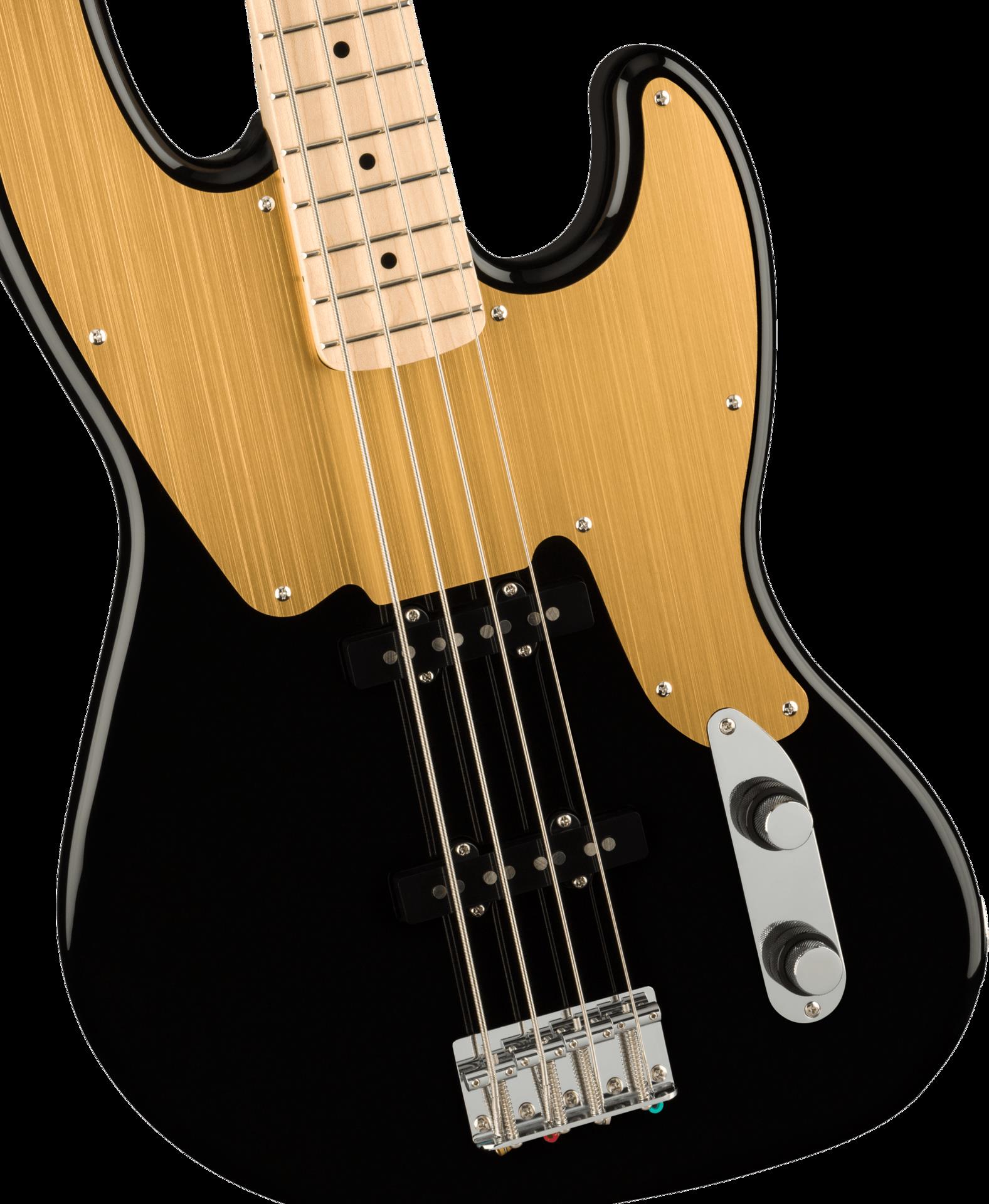 Squier Paranormal Jazz Bass ''54 Bass Guitar - Maple Fingerboard - Gold Anodized Pickguard - Black