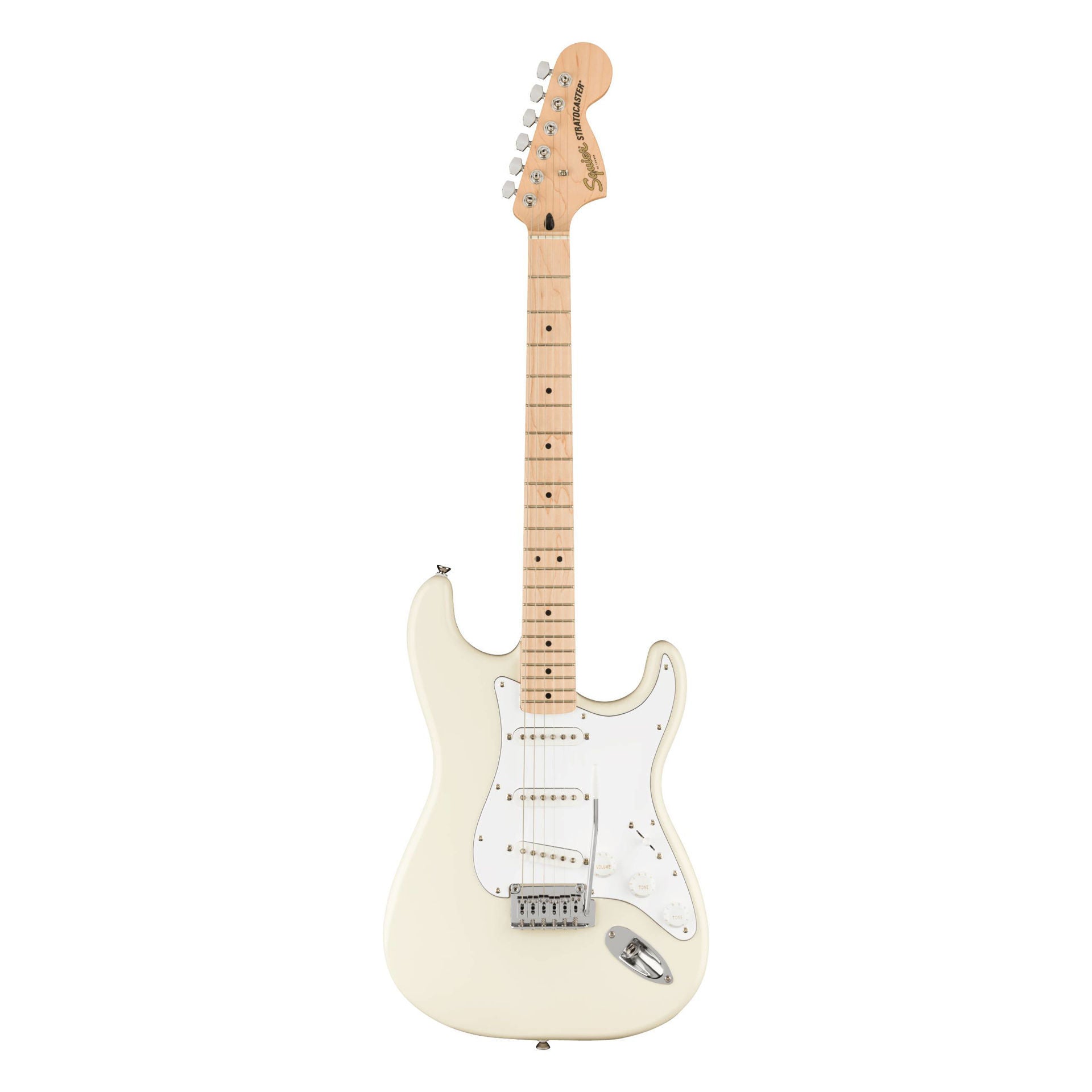 Squier Affinity Series Stratocaster, Maple Fingerboard, White Pickguard, Olympic White