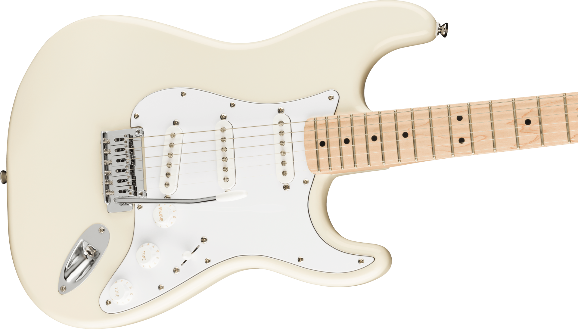 Squier Affinity Series Stratocaster, Maple Fingerboard, White Pickguard, Olympic White