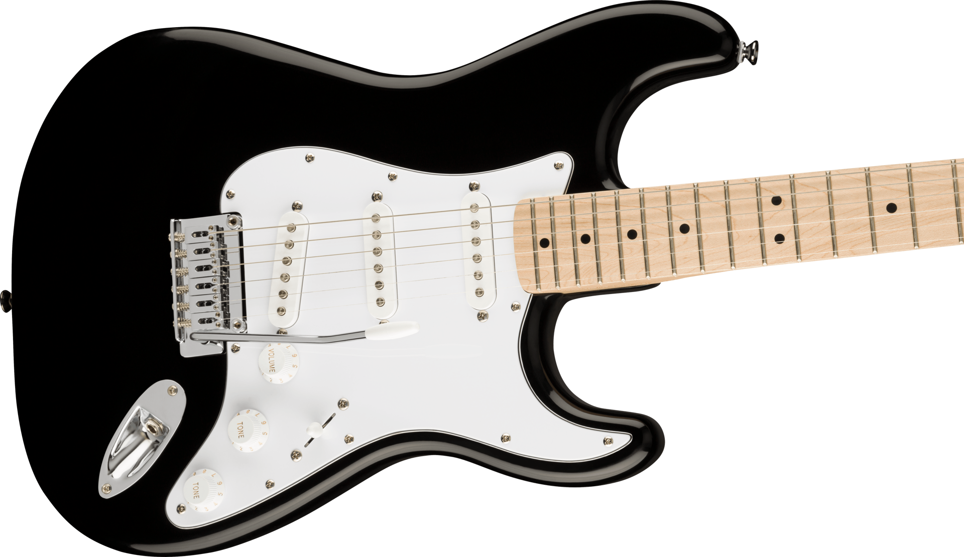 Squier Affinity Series Stratocaster, Maple Fingerboard, White Pickguard, Black