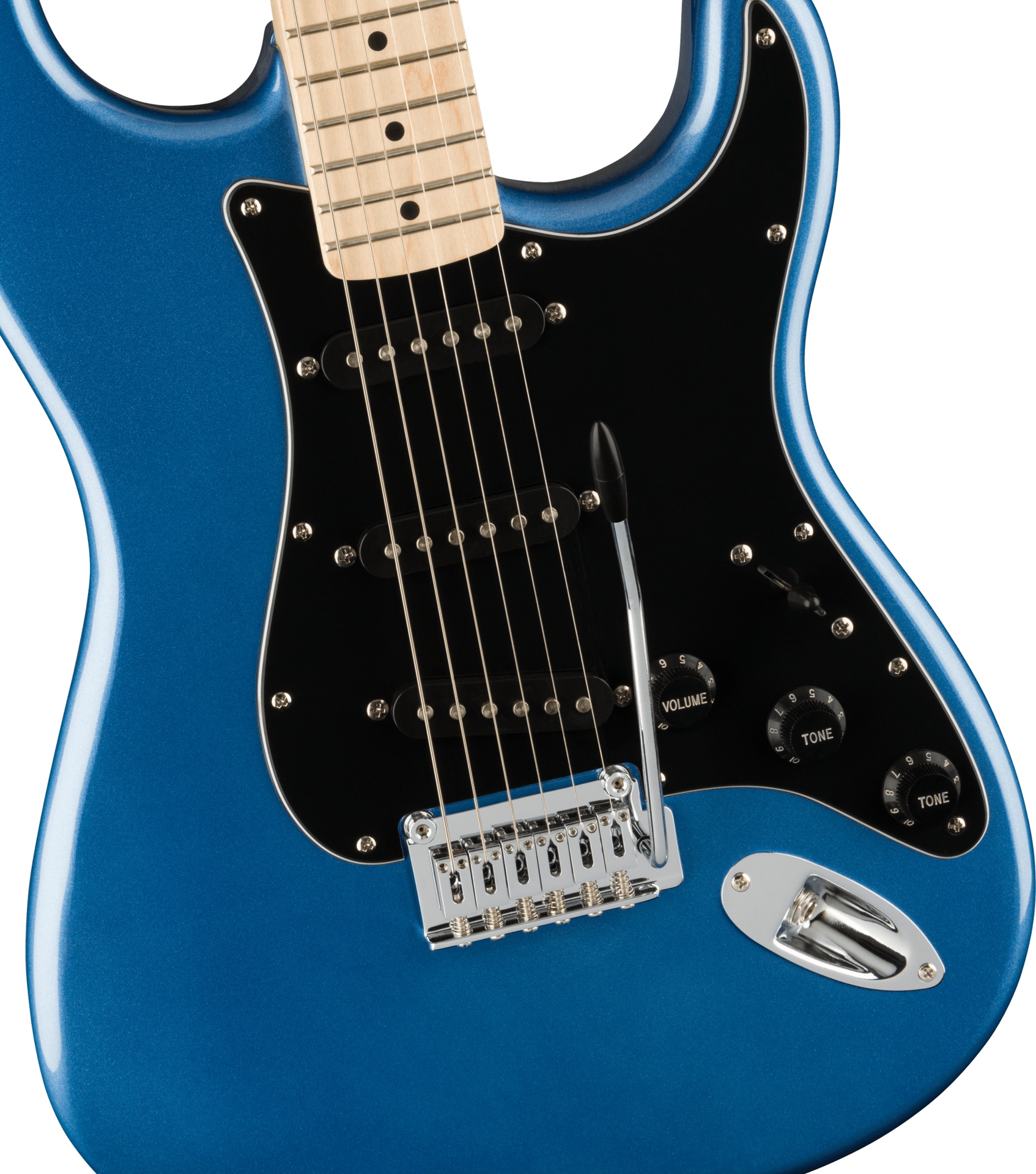 Squier Affinity Series Stratocaster, Maple Fingerboard, Black Pickguard, Lake Placid Blue