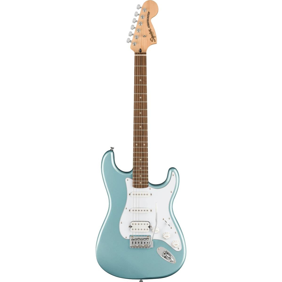 Squier FSR Affinity Stratocaster HSS Ice Blue Metallic — full front view