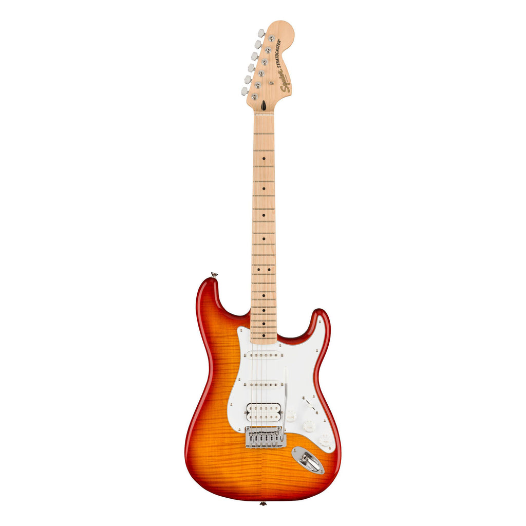 Squier Affinity Series Stratocaster FMT HSS, Maple Fingerboard, White Pickguard, Sienna Sunburst