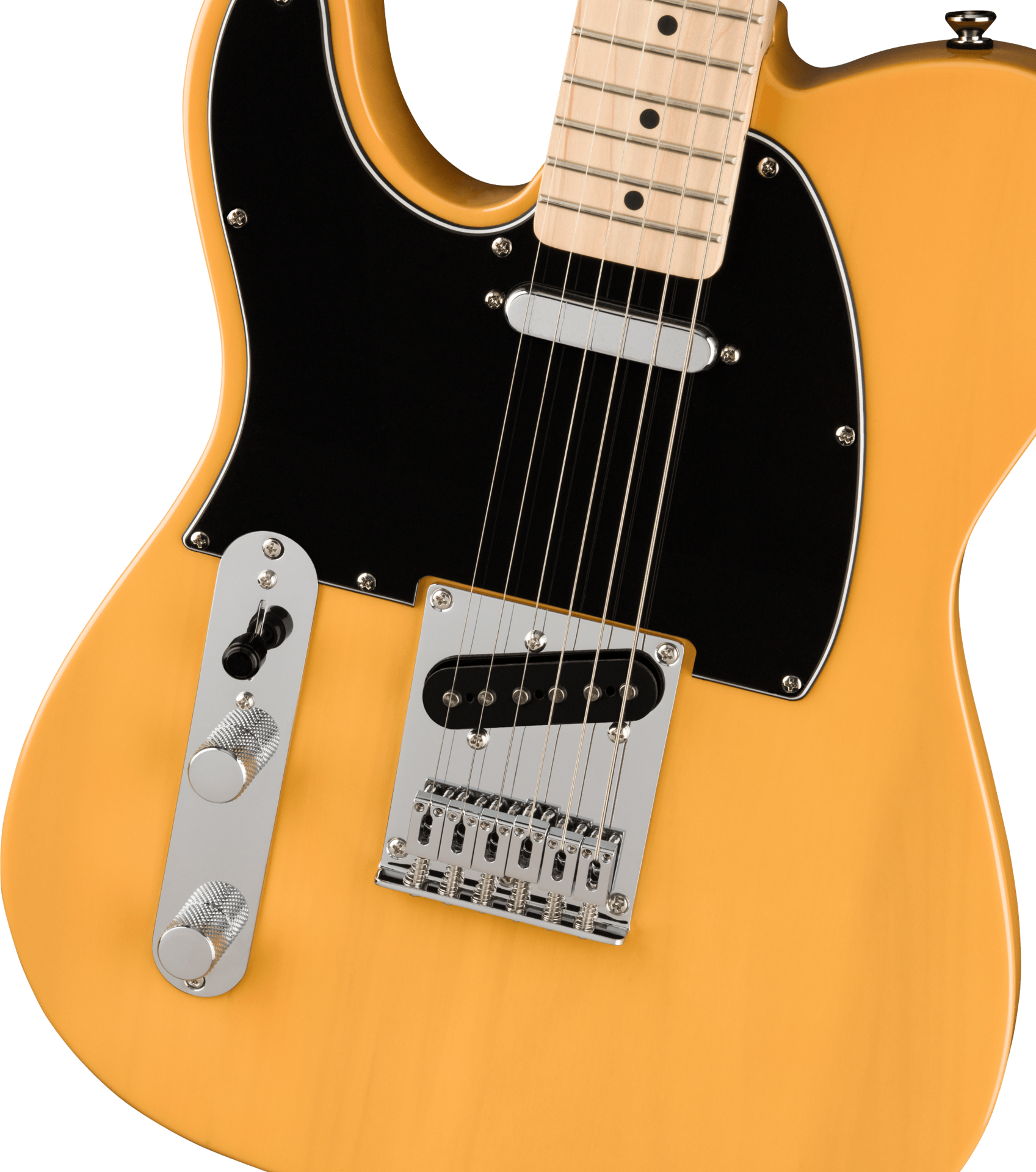 Squier Affinity Series Telecaster Left-Handed, Maple Fingerboard, Black Pickguard, Butterscotch Blonde