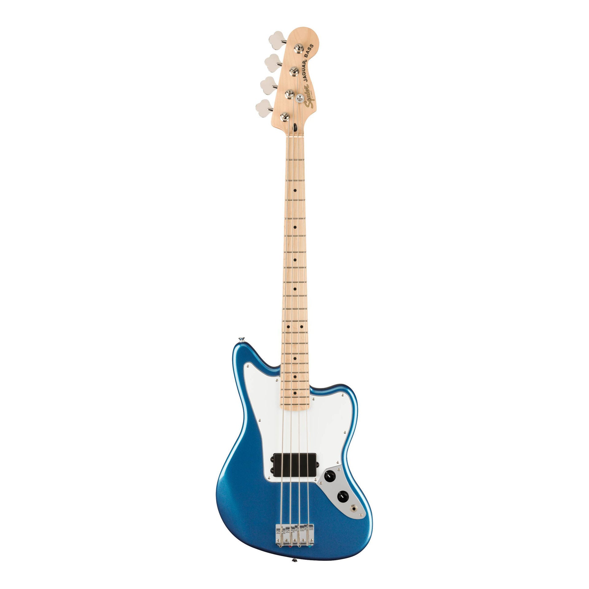 Squier Affinity Series Jaguar Bass Guitar H with Maple Fingerboard & White Pickguard in Lake Placid Blue