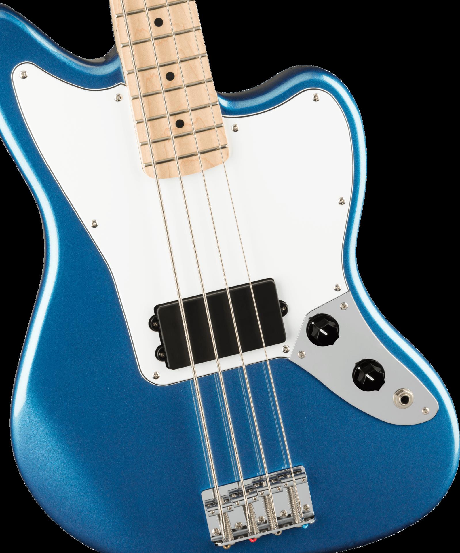 Squier Affinity Series Jaguar Bass Guitar H with Maple Fingerboard & White Pickguard in Lake Placid Blue