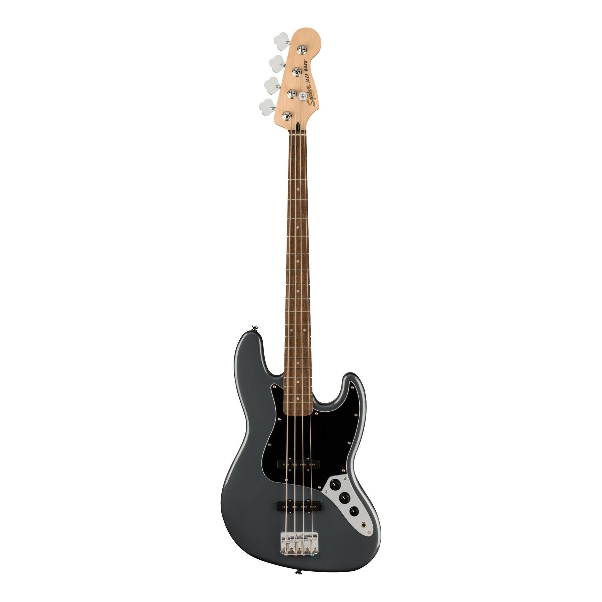 Squier Affinity Series Jazz Bass, Laurel Fingerboard, Black Pickguard, Charcoal Frost Metallic