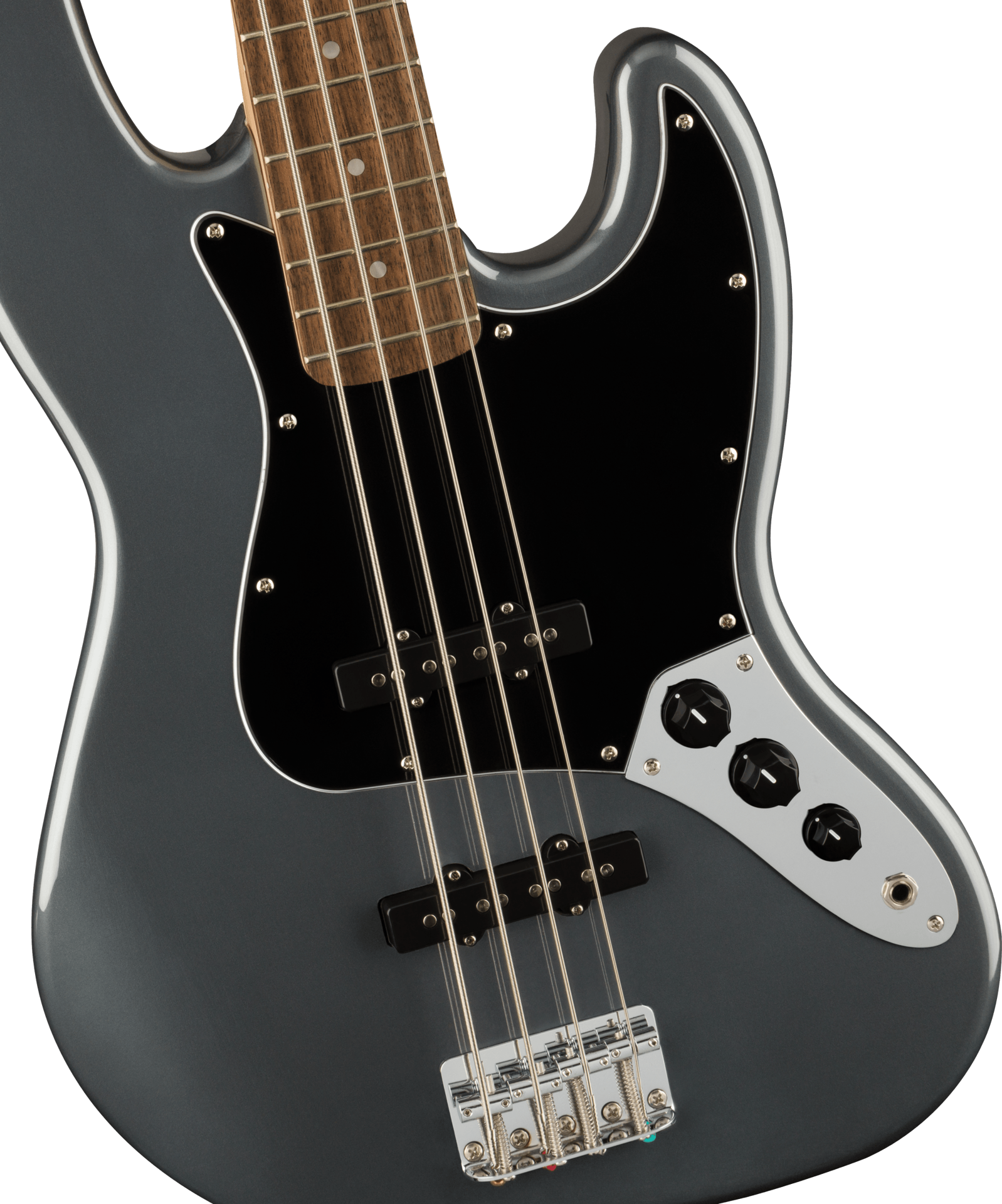 Squier Affinity Series Jazz Bass, Laurel Fingerboard, Black Pickguard, Charcoal Frost Metallic