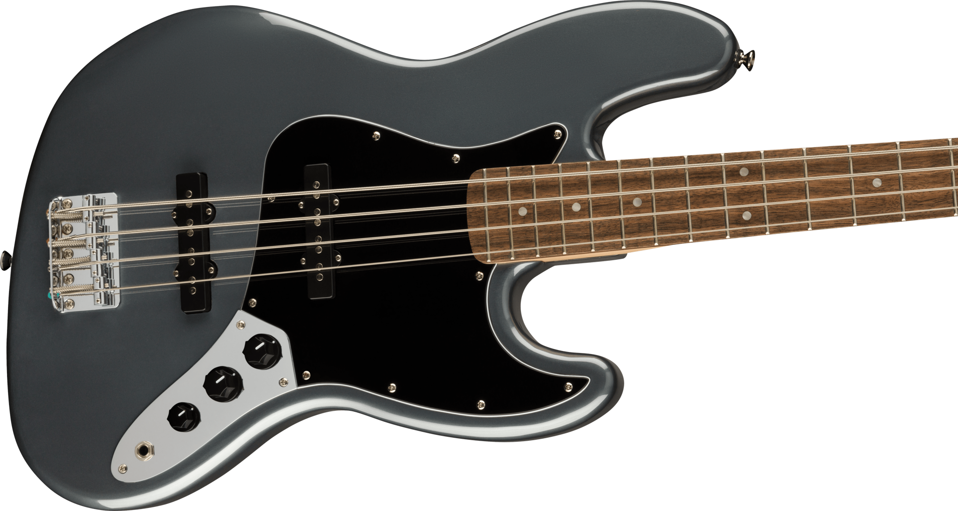 Squier Affinity Series Jazz Bass, Laurel Fingerboard, Black Pickguard, Charcoal Frost Metallic