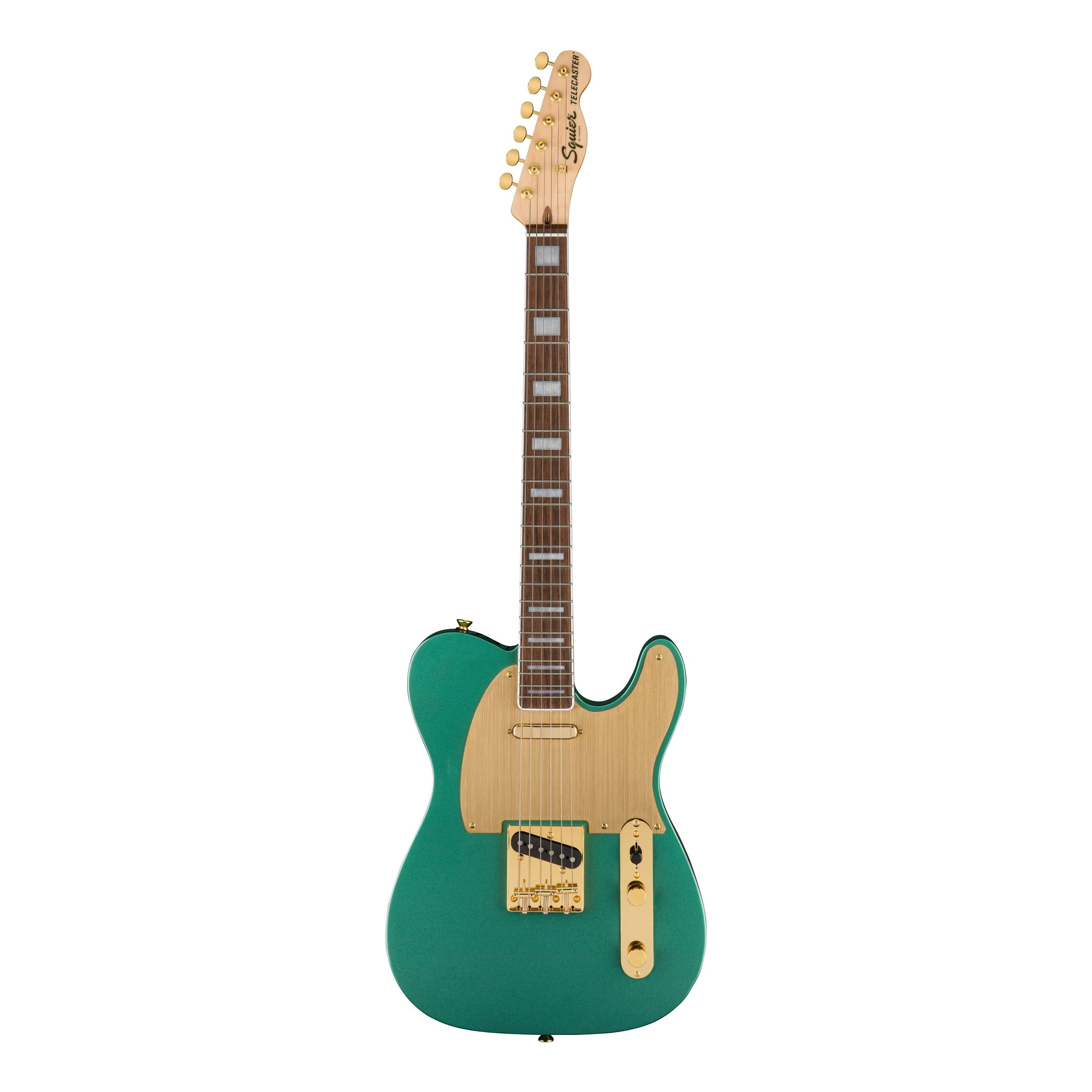 Squier 40th Anniversary Telecaster Electric Guitar Gold Edition Laurel Fingerboard Sherwood in Green Metallic