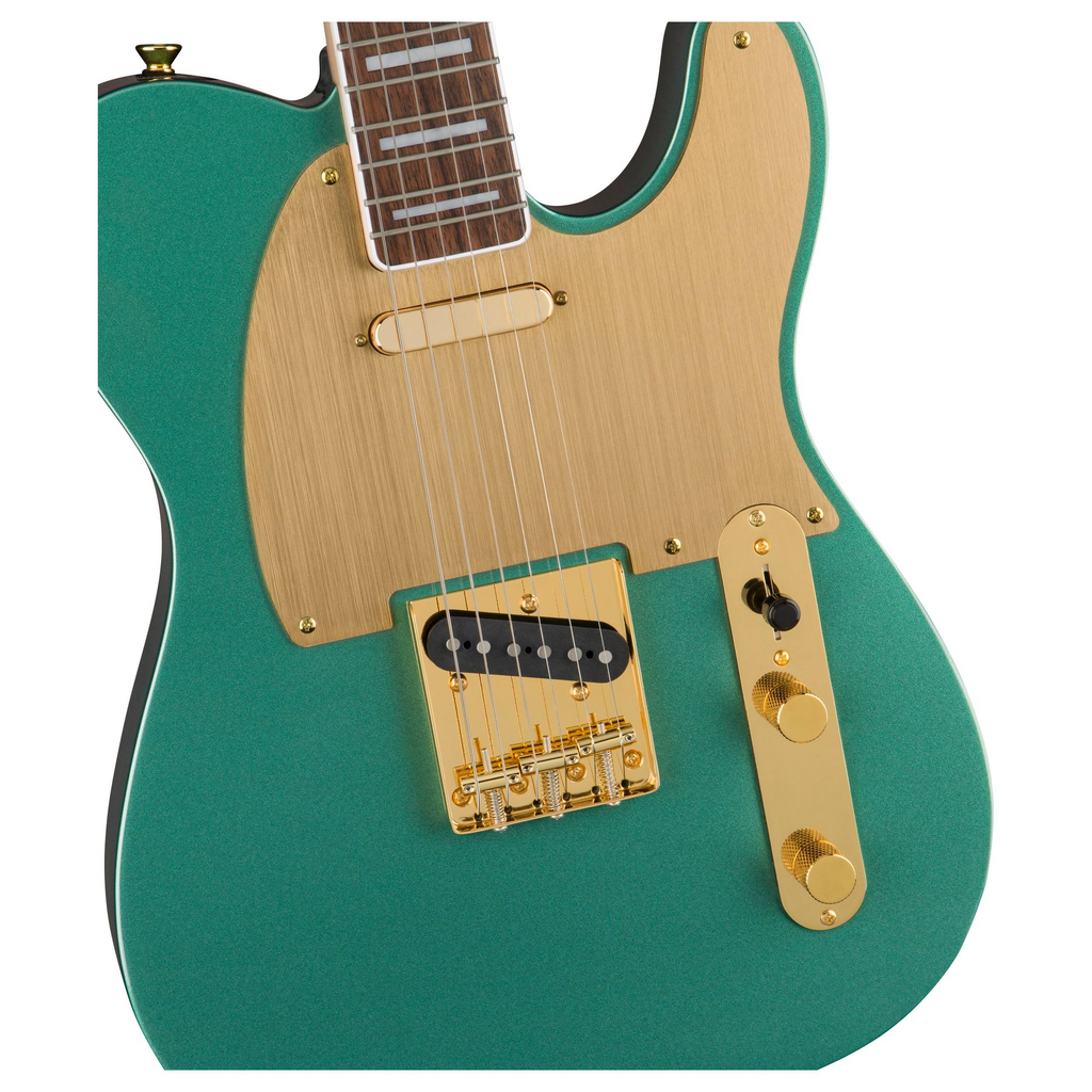 Squier 40th Anniversary Telecaster Electric Guitar Gold Edition Laurel Fingerboard Sherwood in Green Metallic