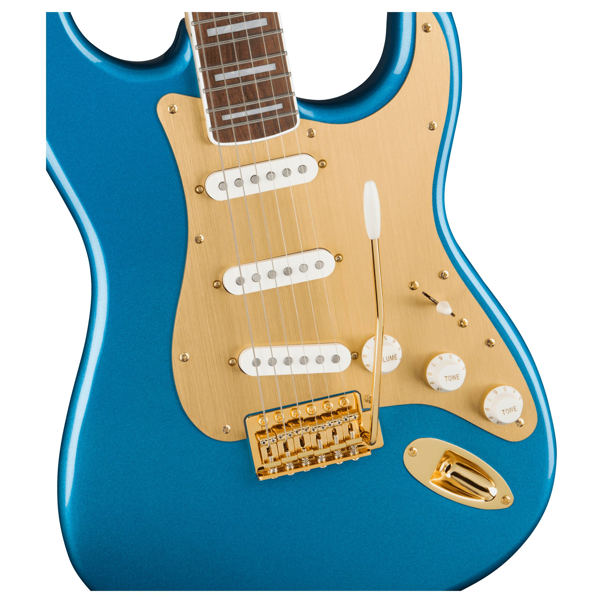 Squier 40th Anniversary Strat Gold Edition Electric Guitar with Gold Anodized Pickguard, Lake Placid Blue