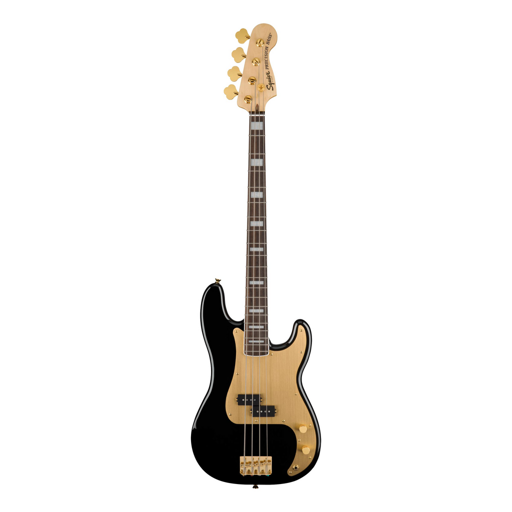 Squier 40th Anniversary Precision Bass Guitar Gold Edition Laurel Fretboard Black