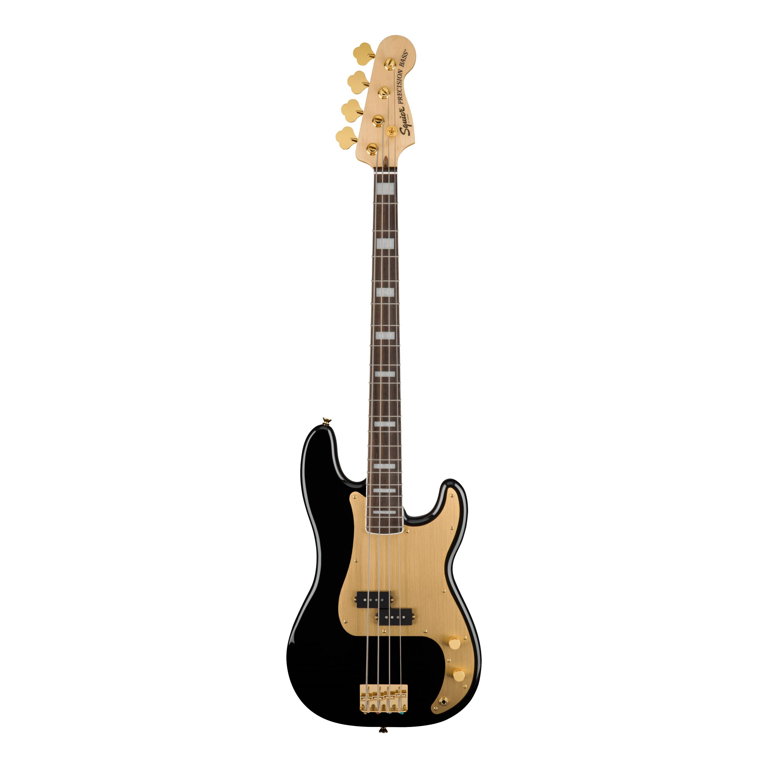 Squier 40th Anniversary Precision Bass Guitar Gold Edition Laurel Fretboard Black