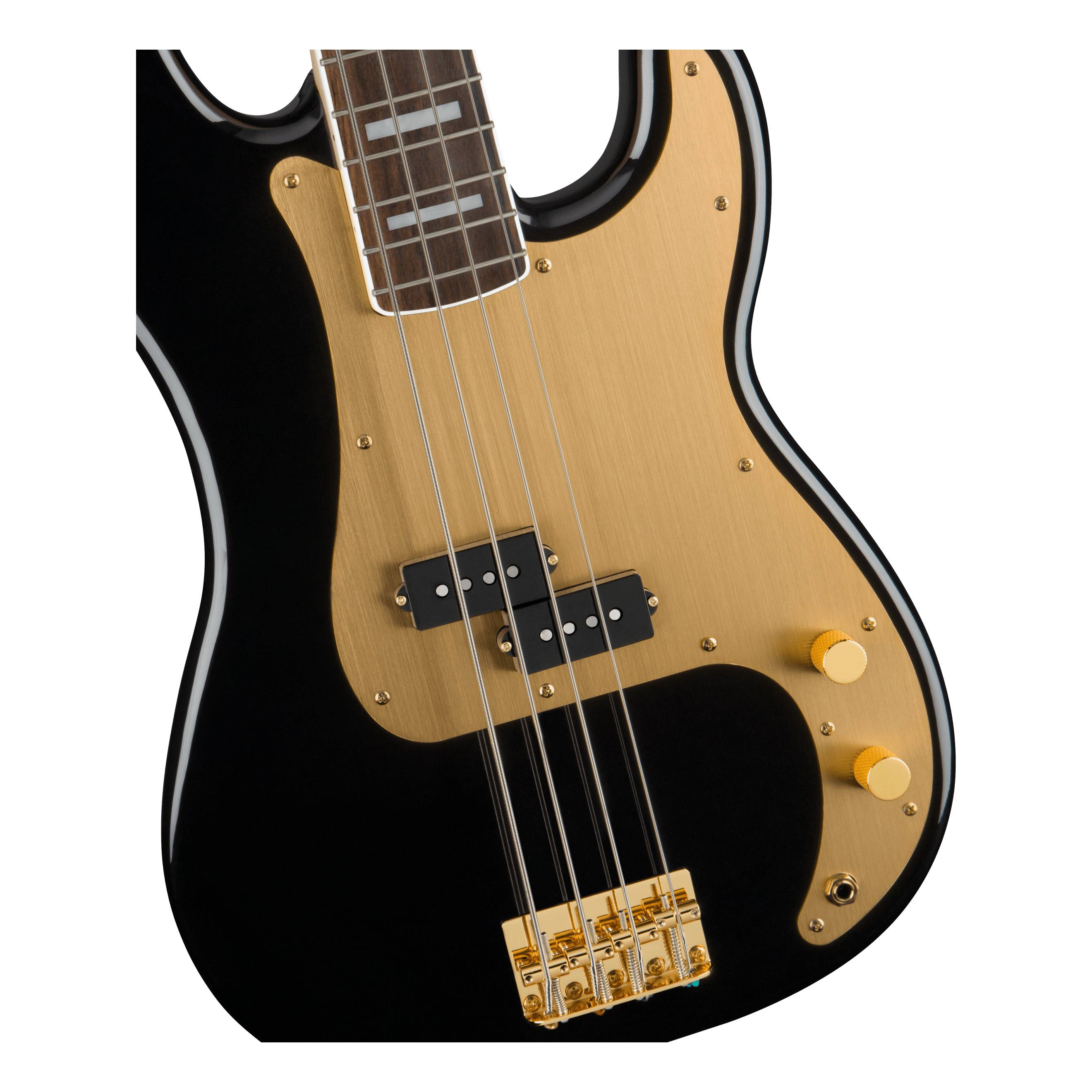 Squier 40th Anniversary Precision Bass Guitar Gold Edition Laurel Fretboard Black