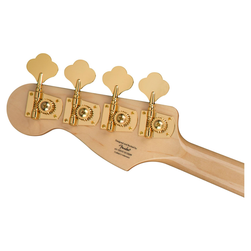 Squier 40th Anniversary Jazz Bass Gold Edition Laurel Fretboard Olympic White