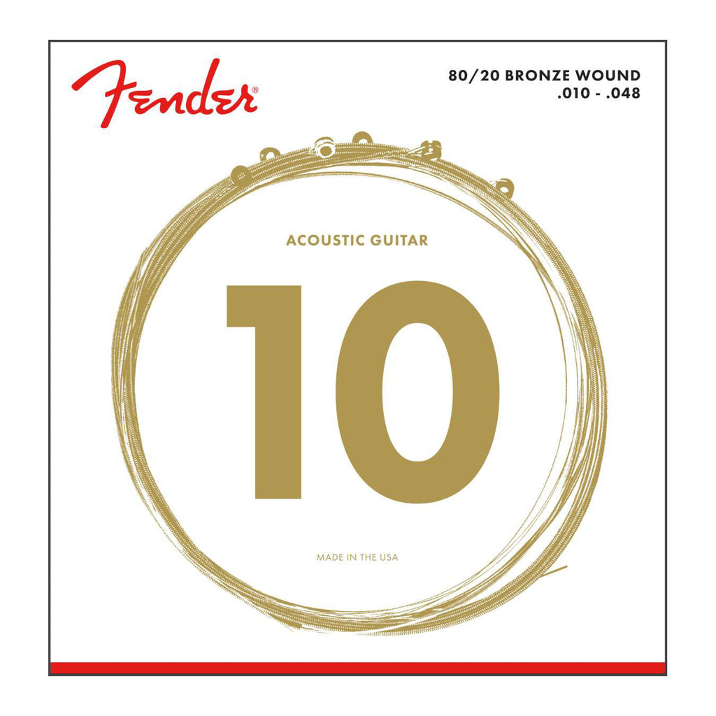 Fender 70XL 80/20 Bronze Ball End Acoustic Guitar Strings, 10-48 gauge, close-up of the string pack.
