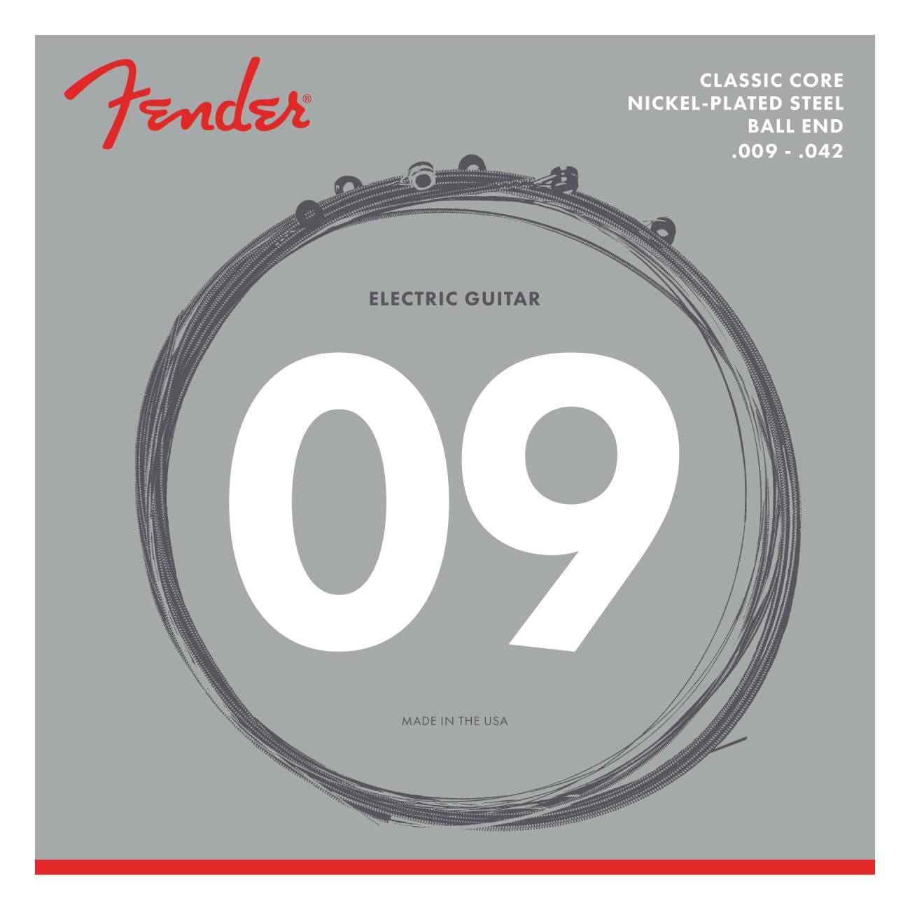 Fender Clas Core Electric Guitar Strings 255L Nickel Steels (.009 .042)