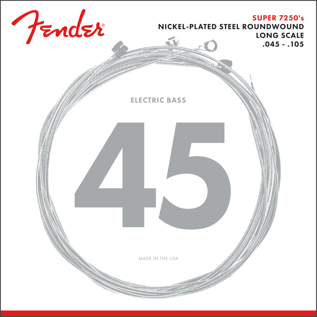Fender 7250 Bass Strings Nickel Steel Long Scale 7250M .045 .105 (4)