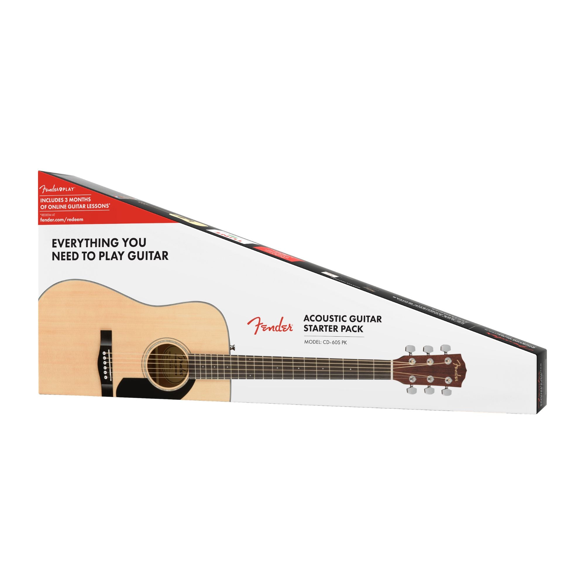 Fender CD-60S dreadnought acoustic guitar in natural finish with guitar pack accessories, ideal for beginners and players.