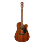 Fender CD-60SCE dreadnought acoustic guitar with all-mahogany body and walnut fingerboard, showing the front view and strings.