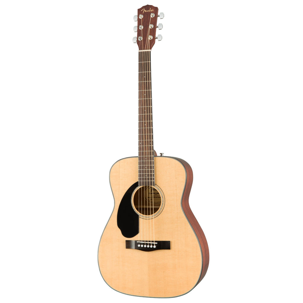 Fender CD 60S LH Walnut FB natural acoustic guitar with a cutaway body and mahogany top, showcasing a left-handed design.