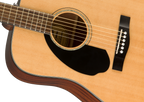 Fender CD-60S left-handed acoustic guitar with walnut fingerboard in natural wood finish, showcasing the full body and neck.