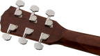 Left-handed Fender CD-60S acoustic guitar with natural finish and walnut fingerboard, showcasing its body and headstock.
