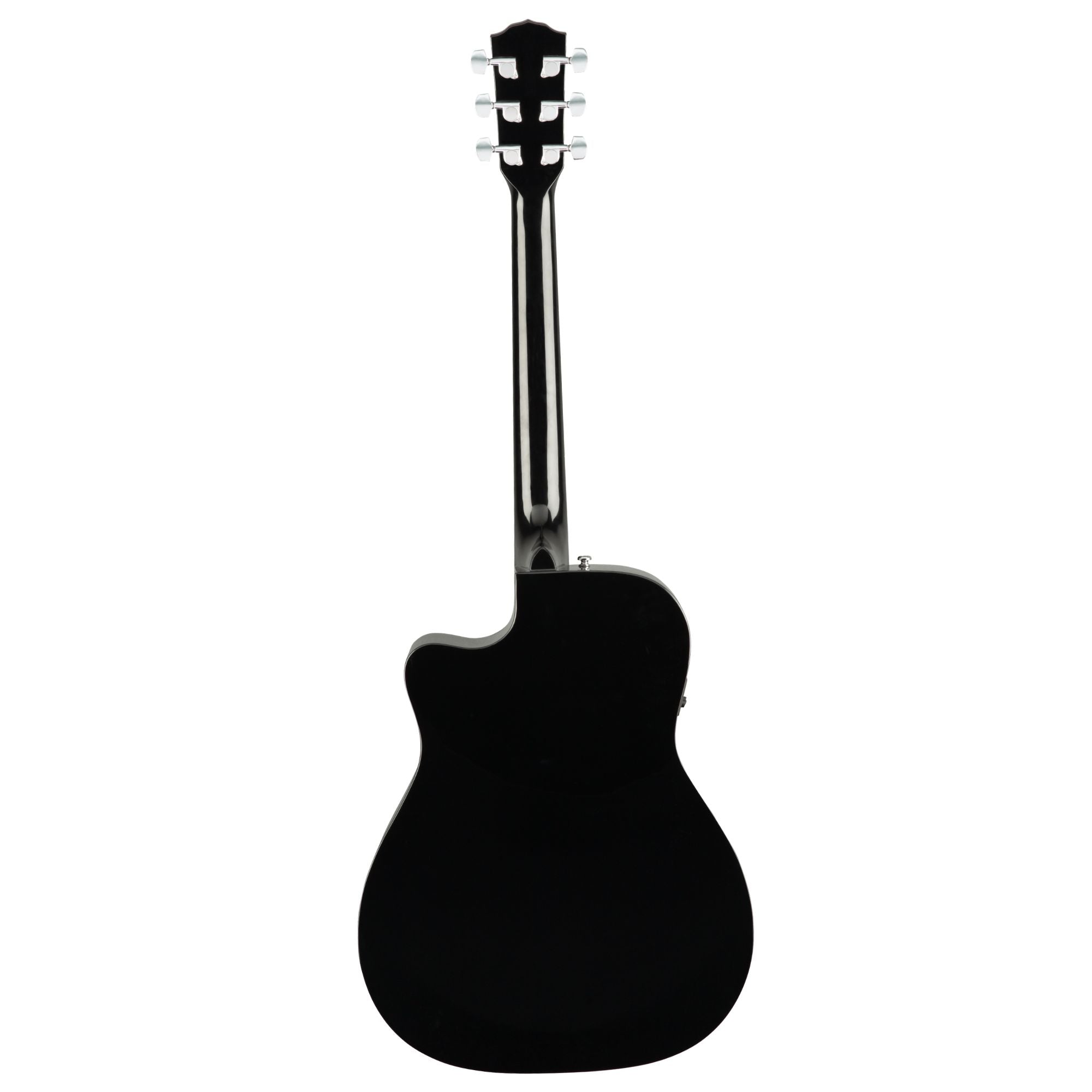 Fender CC-60SCE concert acoustic guitar in black, featuring a cutaway body and built-in pickup for versatile playing.