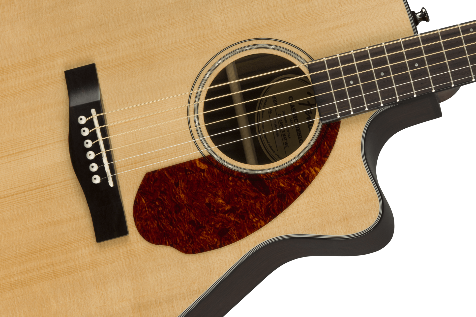 Fender CC-140SCE Dreadnought Acoustic Guitar with Walnut Fingerboard & Case in Natural