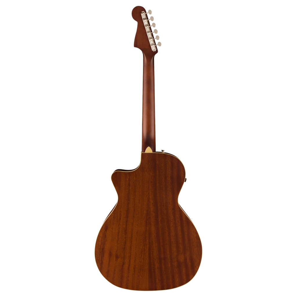 Fender Newporter Player acoustic guitar with black pickguard in tidepool finish, showcasing its body and sleek design.